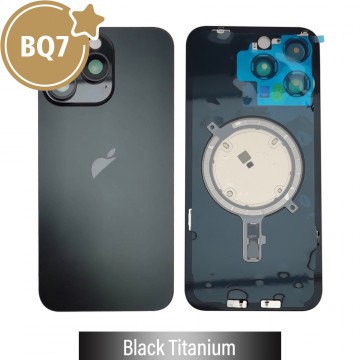BQ7 Rear Cover Glass with Camera Lens Glass and Magsafe Magnet for iPhone 15 Pro Max-Black Titanium
