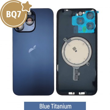 BQ7 Rear Cover Glass with Camera Lens Glass and Magsafe Magnet for iPhone 15 Pro Max-Blue Titanium
