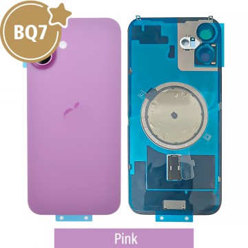 BQ7 Rear Cover Glass with Camera Lens Glass and Magsafe Magnet for iPhone 16 Plus-Pink
