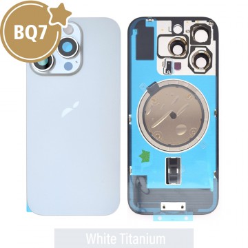 BQ7 Rear Cover Glass with Camera Lens Glass and Magsafe Magnet for iPhone 16 Pro-White Titanium