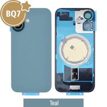 BQ7 Rear Cover Glass with Camera Lens Glass and Magsafe Magnet for iPhone 16 (NO LOGO)-Teal