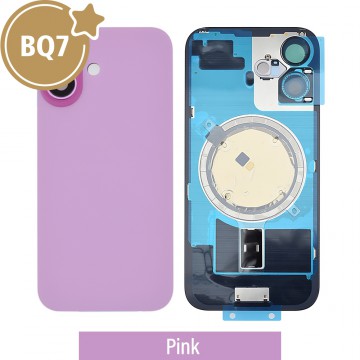 BQ7 Rear Cover Glass with Camera Lens Glass and Magsafe Magnet for iPhone 16 (NO LOGO)-Pink