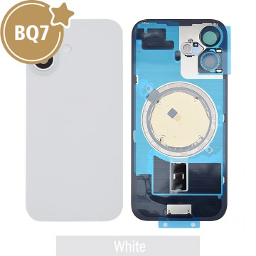 BQ7 Rear Cover Glass with Camera Lens Glass and Magsafe Magnet for iPhone 16 (NO LOGO)-White