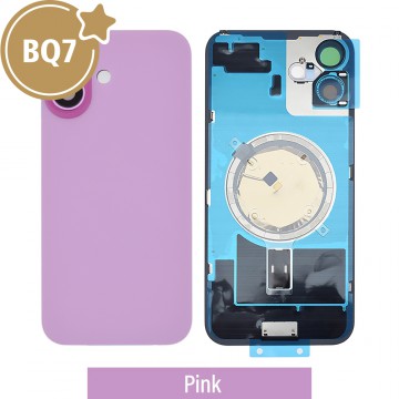 BQ7 Rear Cover Glass with Camera Lens Glass and Magsafe Magnet for iPhone 16 Plus (NO LOGO)-Pink