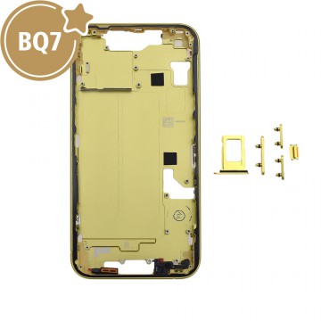 BQ7 Chassis Mid Frame Cover Replacement Assembly for iPhone 14-Yellow (With SIM Tray Version)