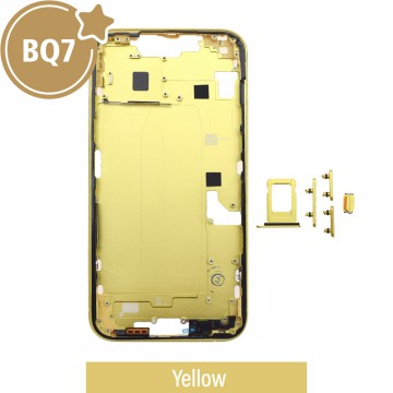 BQ7 Chassis Mid Frame Cover Replacement Assembly for iPhone 14 Plus-Yellow (With SIM Tray Version)