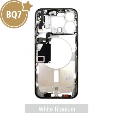 BQ7 Chassis Mid Frame Cover Replacement Assembly for iPhone 15 Pro Max-White Titanium (With SIM Tray Version)