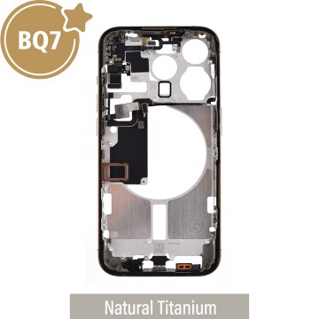 BQ7 Chassis Mid Frame Cover Replacement Assembly for iPhone 15 Pro-Natural Titanium (With SIM Tray Version)