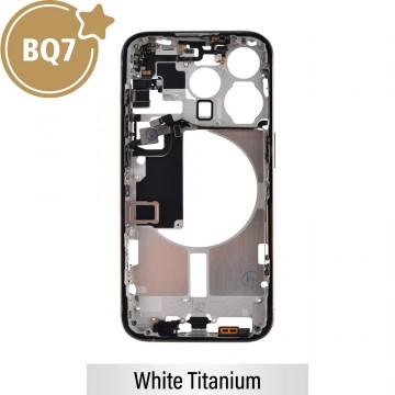 BQ7 Chassis Mid Frame Cover Replacement Assembly for iPhone 15 Pro-White Titanium (With SIM Tray Version)