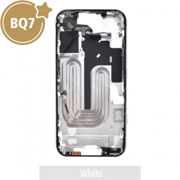 BQ7 Chassis Mid Frame Cover Replacement Assembly for iPhone 16-White (With SIM Tray Version)