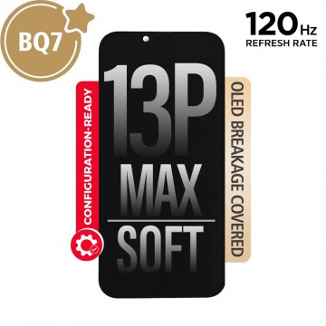 120HZ HIGH REFRESH RATE BQ7 Diagnosable Soft OLED Assembly for iPhone 13 Pro Max Screen Replacement With Proximity Sensor Flex (Configuration Ready)