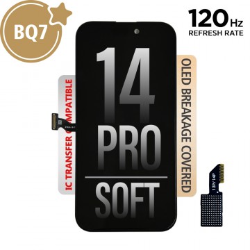 120HZ HIGH REFRESH RATE BQ7 Soft OLED Assembly for iPhone 14 Pro Screen Replacement With IC Chip Fransfer Flex (Compatible for IC chip transfer)