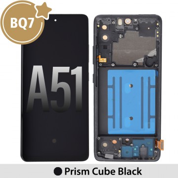 BQ7 OLED Assembly Replacement with Frame for Samsung Galaxy A51 5G A516B / A516F-Prism Cube Black(As the same as service pack, but not from offica Samsung)