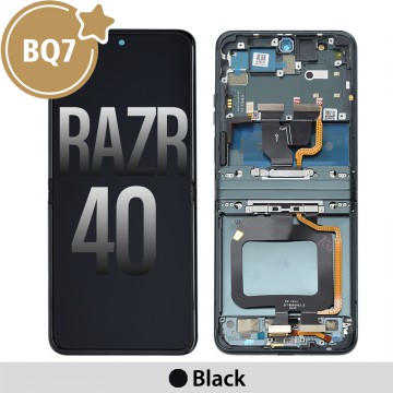 BQ7 OLED Assembly Replacement with Frame for Motorola Moto Razr 40- Black