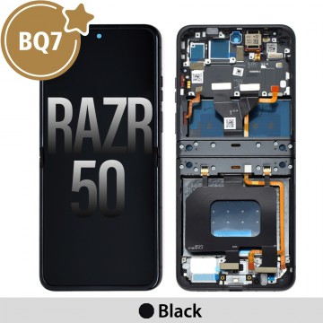 BQ7 OLED Assembly Replacement with Frame for Motorola Moto Razr 50- Black