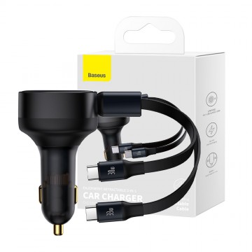 Baseus Enjoyment Retractable 2-in-1 Car Charger C+C 33W-Black
