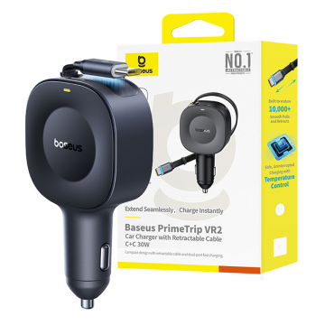 Baseus PrimeTrip VR2 Car Charger With Retractable Cable C+C 30W