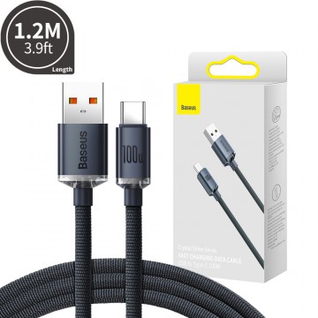 CW-FXP Baseus Crystal Shine Series Fast Charging Data Cable USB to Type-C 100W 1.2m-Black