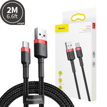 Baseus Cafule Fast Charge Type-C USB Data Charging Cable 2A 2M Compatible for iPhone 15 16 Series