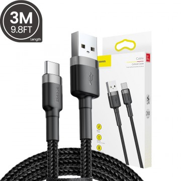 Baseus Cafule Cable USB For Type-C 2A 3m for iPhone 15 16 Series