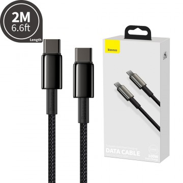 Baseus Tungsten Gold Fast Charging Data Cable Type-C to Type-C 100W 2M Compatible for iPhone 15 16 Series