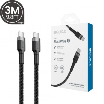 iQuick Braided USB-C to USB-C Fast Charging Cable 3M Compatible for iPhone 15 16 Series