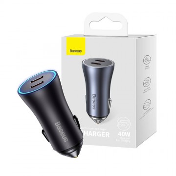 Baseus Golden Contactor Pro Dual Fast Charger Car Charger C+C 40W (CGJP000013)-Dark Gray 