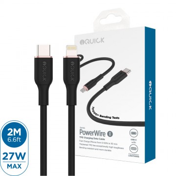 iQuick PowerWire 1 Series TPE Charging Data Cable  Type-C to iP 2m