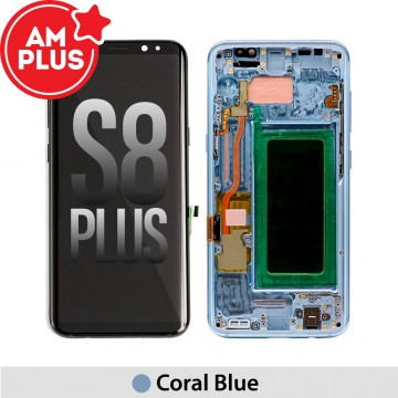 AMPLUS OLED Screen Replacement Digitizer with Frame for Samsung Galaxy S8 Plus G955F-Coral Blue
