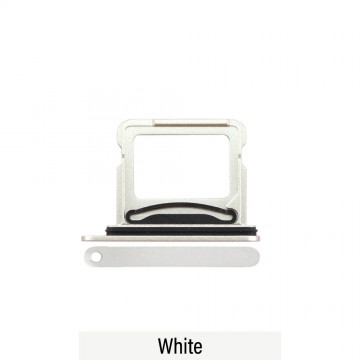 Dual SIM Card Tray for iPhone 16 / 16 Plus-White (Compatible with Single SIM Phones and Dual SIM Phones)