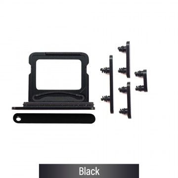 Dual SIM Card Tray and Side Button for iPhone 16 / 16 Plus-Black (Compatible with Single SIM Phones and Dual SIM Phones)