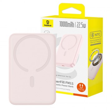 Baseus EnerFill FM11 Ultra-Mini Magnetic Power Bank 10000mAh 22.5W-Baby Pink 