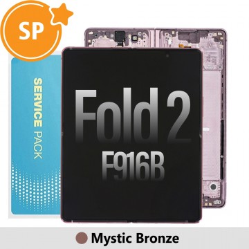 Samsung Galaxy Z Fold2 5G F916B Screen with Frame Digitizer Without Battery GH82-24297A (Service Pack)-Mystic Bronze (Blackout issue fix: https://youtu.be/CEnwc6FKJLk)