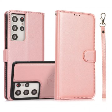 Magnetic Split PU Leather Flip Wallet Cover Case for Samsung Galaxy S21 Ultra