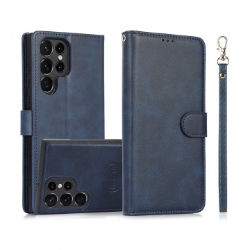 Magnetic Split PU Leather Flip Wallet Cover Case for Samsung Galaxy S22 Ultra
