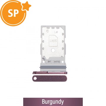Dual SIM Card Tray for Samsung Galaxy S22 Ultra S908B GH98-47138B (Service Pack)-Burgundy