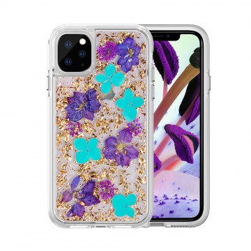 Dried Flower Bling Gold Foil Clear Case Cover for iPhone 11 Pro Max (6.5'')