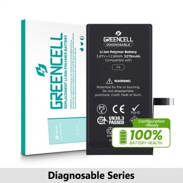 Greencell Diagnosable iPhone 14 Replacement Battery with Adhesive Strips 3279mAh (Configuration Ready)