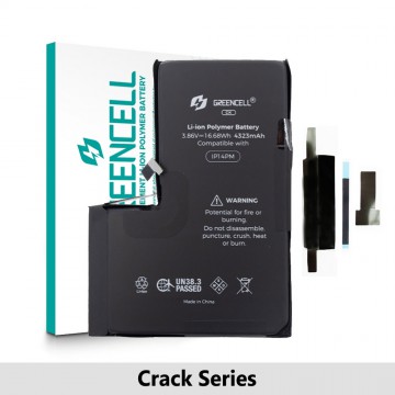 Greencell Crack Series- iPhone 14 Pro Max CRACK Battery with Adhesive Strips  (4323mAh) (No Need Soldering & No Need Tag-on)