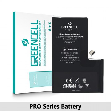Greencell PRO series-iPhone 16 Pro Max Replacement Battery with Adhesive Strips 4685mAh (TI chip -27546-A3 IC & Original Cell)
