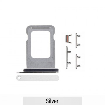 Single SIM Card Tray and Side Button for iPhone 11 Pro / 11 Pro Max-Silver (Not for AU)