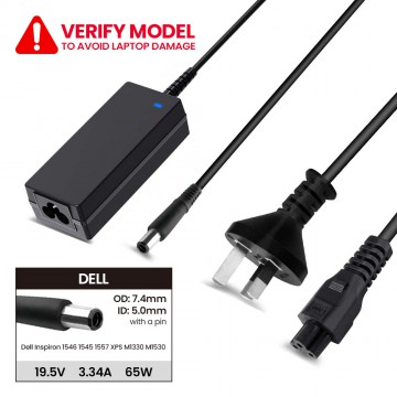 Laptop Power Adapter DL65195OC For Dell Inspiron 1546 1545 1557 XPS M1330 M1530 (With Pin Inside)