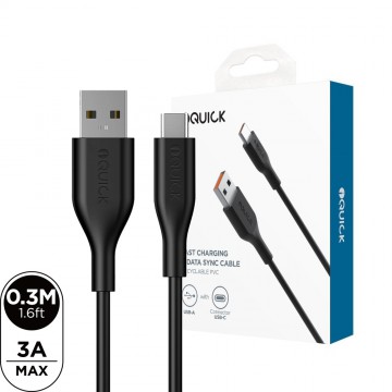 iQuick PVC USB-A to USB-C Fast Charging Cable 0.3M