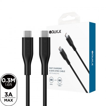 iQuick PVC USB-C to USB-C Fast Charging Cable 0.3M for iPhone Series