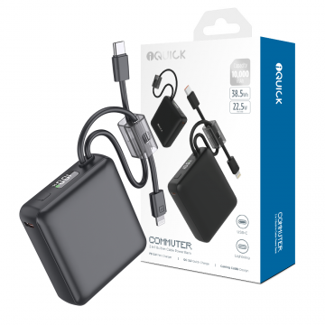 iQuick Built-in Type-C and Lightning Cables Power Bank 10000mAh 22.5W