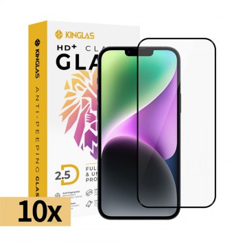 iPhone 16 Pro / 17 / 17 Pro Kinglas 10 Packs 2.5D Full Coverage Silk Printing HD+ Clarity Glass Screen Protector