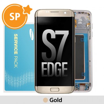 Samsung Galaxy S7 Edge G935F OLED Screen Replacement with Frame Digitizer GH97-18533C (Service Pack)-Gold