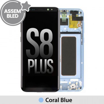 ASSEMBLED OLED Screen Replacement  with Frame for Samsung Galaxy S8 Plus G955F (Refurbished)-Coral Blue