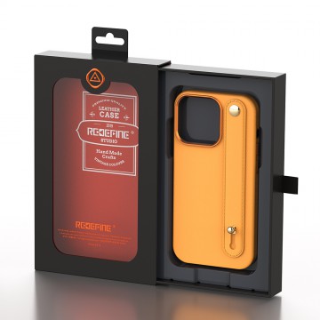 REDEFINE Metal Camera Lens PU Leather Case Cove with Hand Belt for iPhone 14 Pro Max