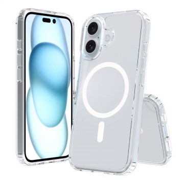 iPhone 16e High Quality Acrylic + TPU Hybrid Transparent Case Cover With Magnetic Ring